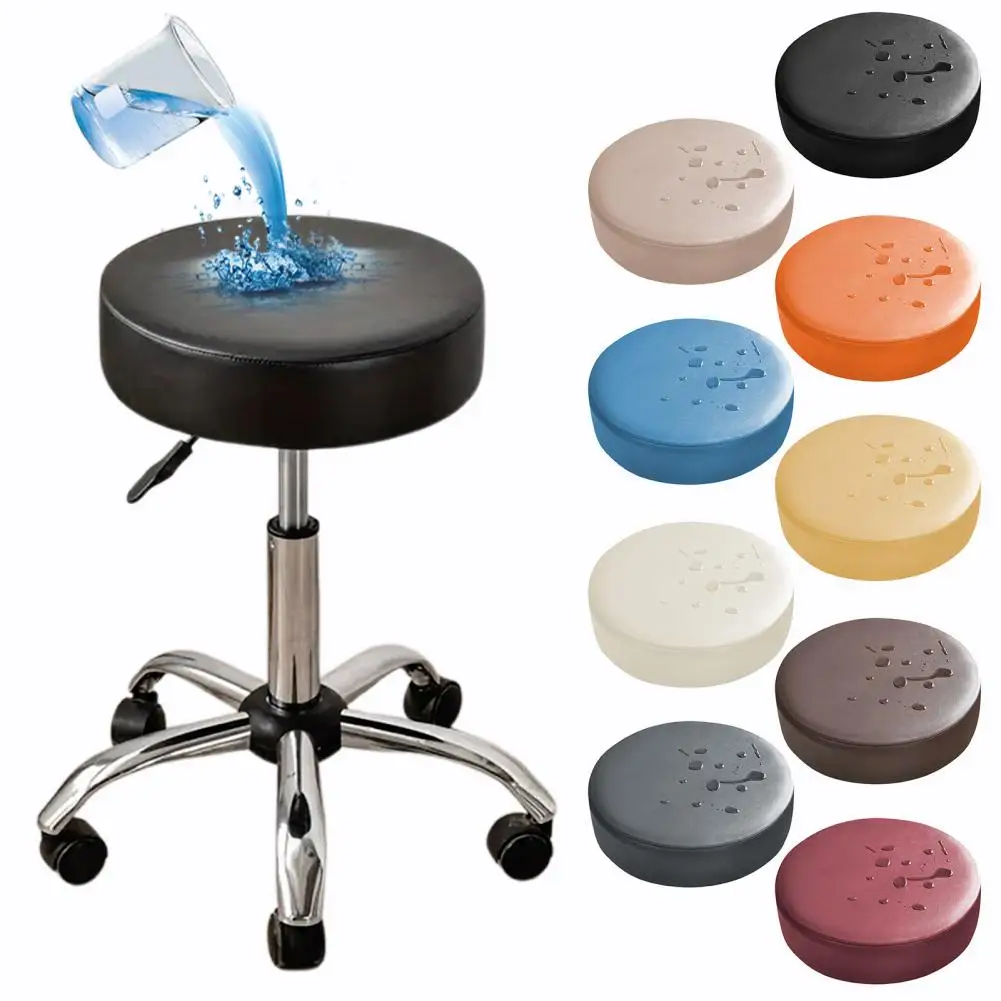 Stool Cushion Soft Round Stool Cover High Resilience Faux Leather Cushion Non-slip Universal Fit Chair Protector Easy to Clean