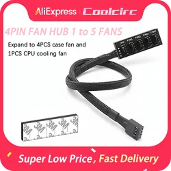 Coolcirc 1-to-5 Channel PWM Fan Hub - 4-Pin Splitter for PC CPU & Case Fans