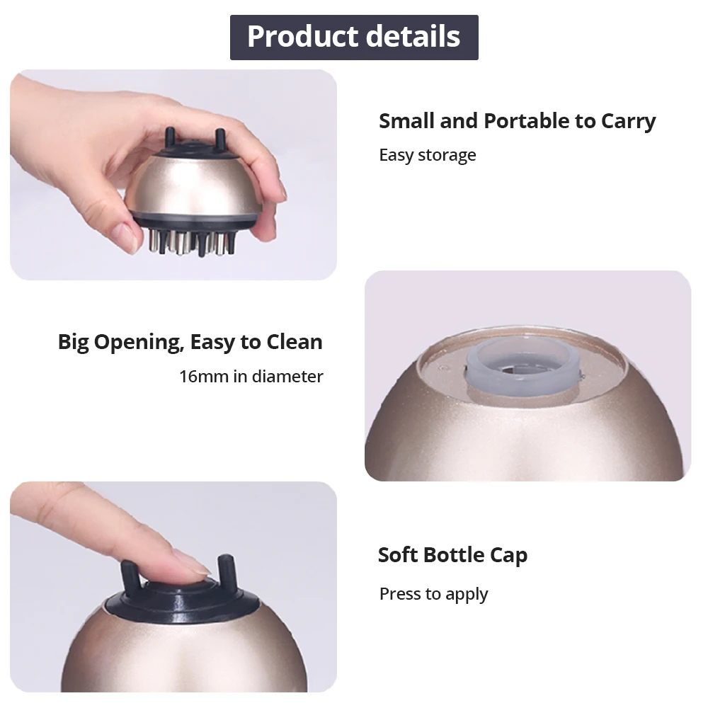 Roll-On Applicator Minoxidil Scalp Essence Massage Comb Stainless Steel Promote Hair Growth Absorption Head Massager Relaxer