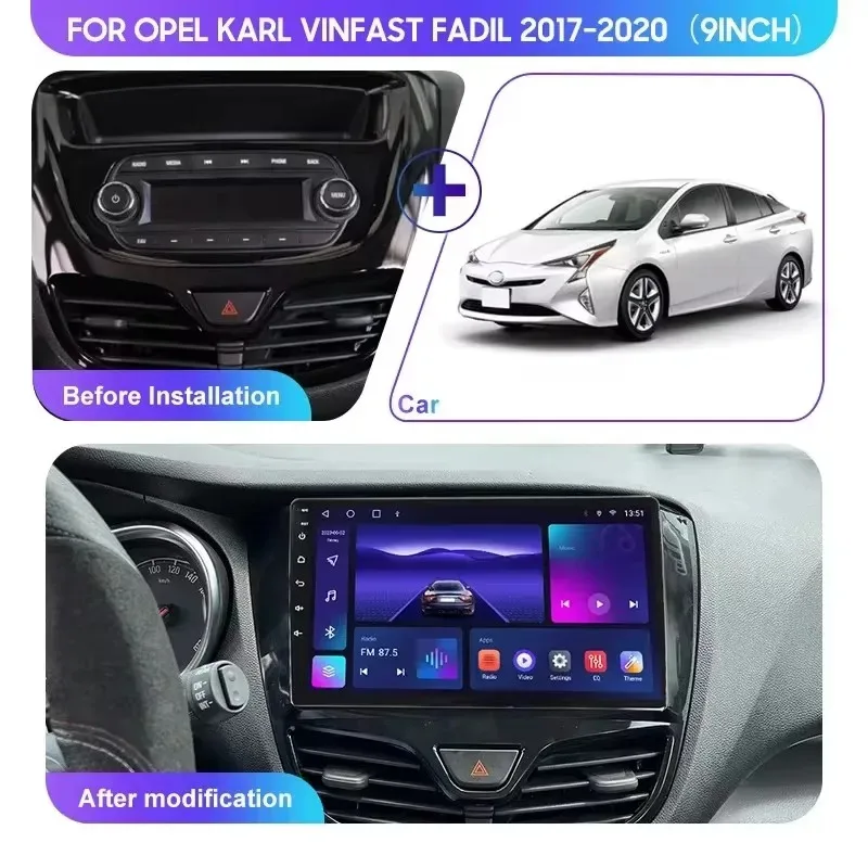 Android 14 Carplay Auto для OPEL Karl VinFast Fadil 2017-2020 Автомобильный стерео радио мультимедийный видеоплеер GPS-навигация Беспроводная связь