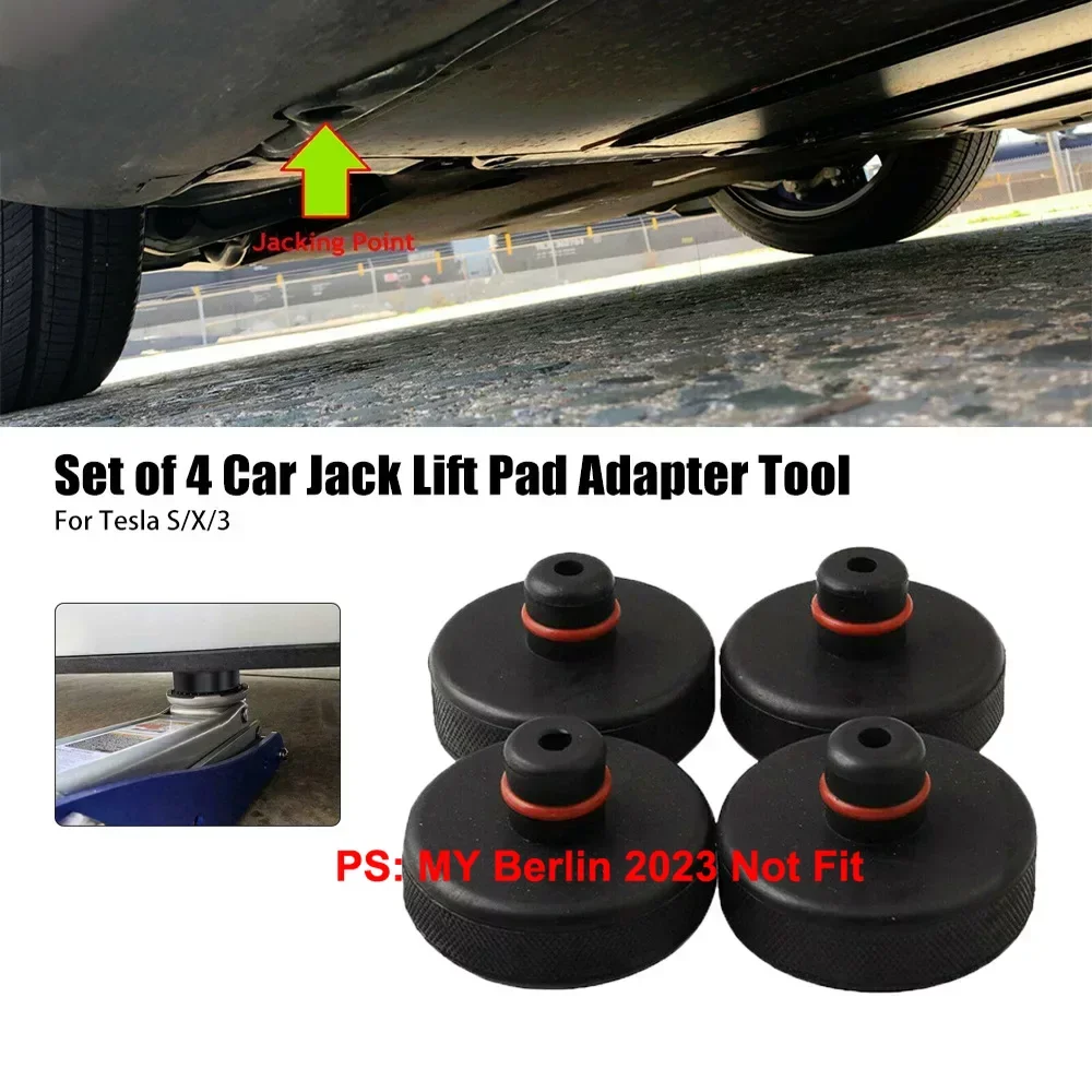 4Pcs Lifting Jack Pad Adapter For Tesla Model 3 S X Auto Rubber Lift Point Repair Tool Pucks Chassis Stands Styling Accessories