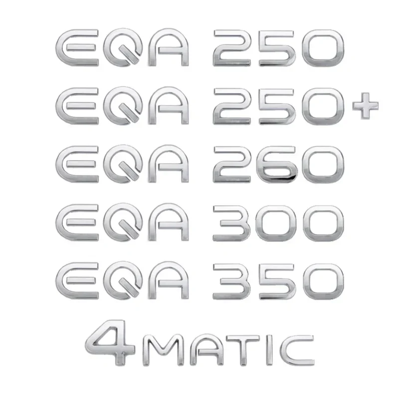 2025 New Energy Car ABS Emblem EQA250 EQA260 EQA300 EQA350 4MATIC Car Trunk Logo Sticker Chrome Glossy Black Accessories