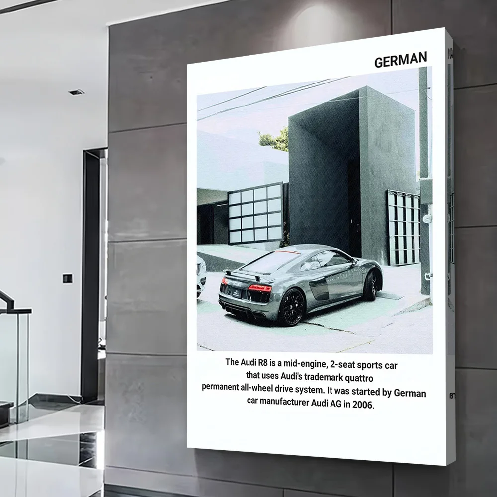 Sports R8 Sports Car Printing Poster Custom Pictures Wall Art Canvas Painting Gift for Modern Home Decoration Ornaments Room
