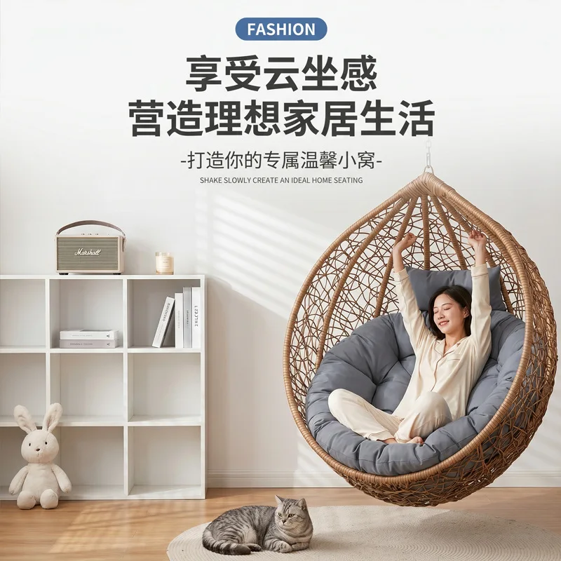 Waterproof Swing Cushion, Thick Round Hammock Chair Pad with Backrest for Outdoor Patio