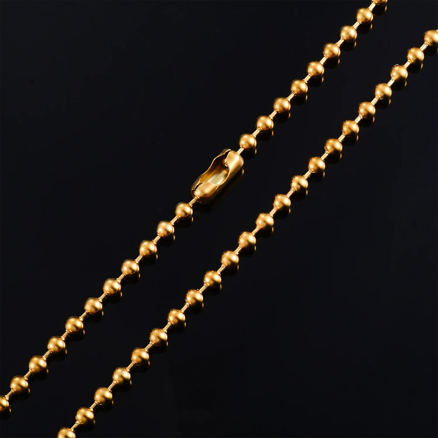 Goldfarbenes rundes Perlenarmband 1,5mm-4,0mm Edelstahl-Kugelketten-Fußkette Modischer Schmuck zum Stapeln für Damen und Herren – Detail 2