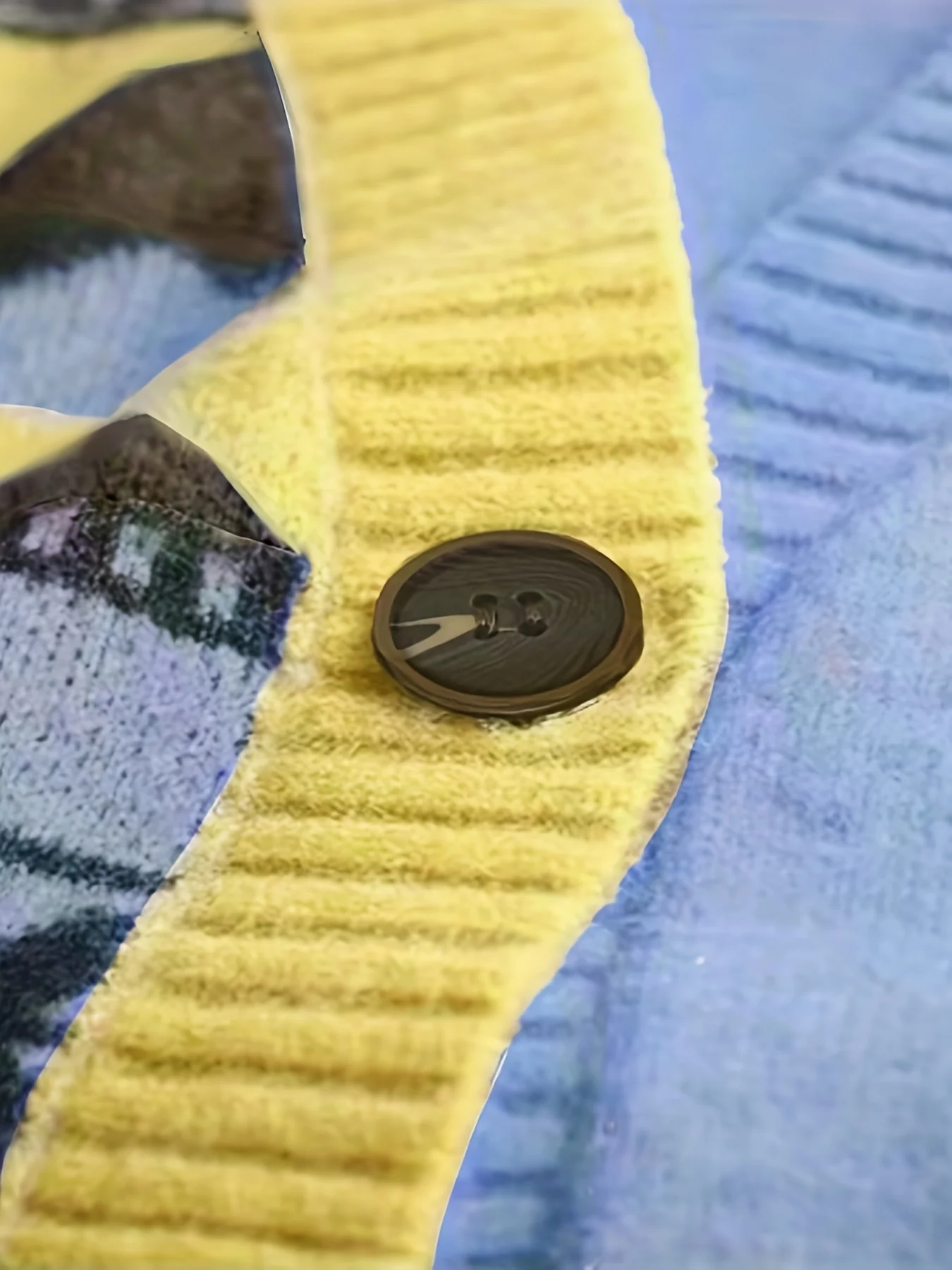 Cardigan lavorato a maglia con motivo geometrico a contrasto blu Maglione da donna con motivo etnico con scollo a V alla moda autunno e inverno