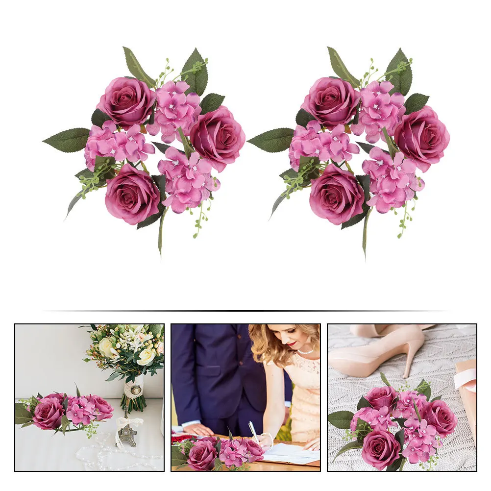

2Pcs Floral Rings Artificial Rose Wreaths Rustic Wedding Birthday Decoration Rings Wedding Table Centerpiece