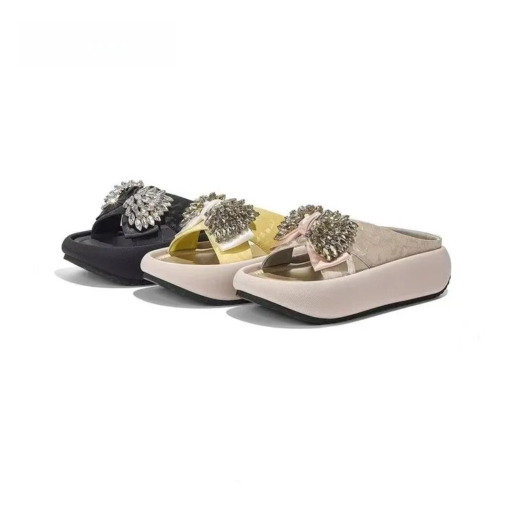 Heiß begehrte Plateau-Sandalen für Damen – Sommer 2026 Neuheit: Modische, vielseitige, höhenvergrößernde und rutschfeste Slip-ons mit Strass