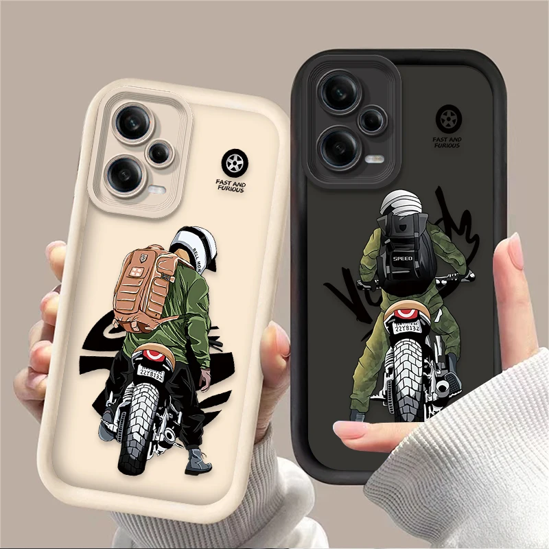 Trend Cool Biker Motorcycle Case for Xiaomi Redmi Note 13 12 11 Pro Plus 4G 5G 12S 11S 10S 10 9 9S Redmi 14C 13C 12C A3 12 Cover