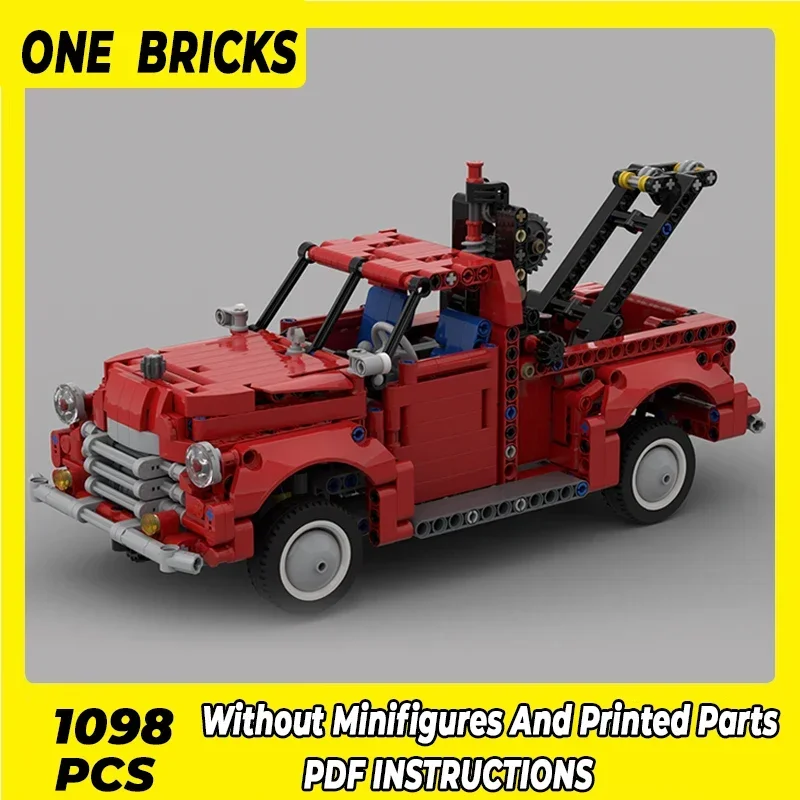 Moc Building Blocks Car Series Model Red Pickup Truck Technical Bricks DIY Assembly Construction Toys For Childr Holiday Gift