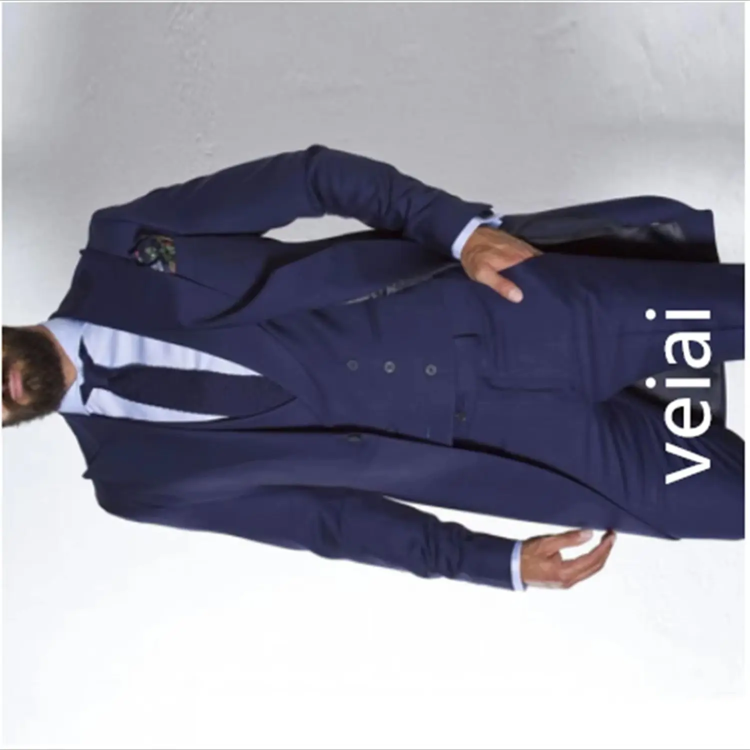 

CustomizedNavy Blue Tailcoat Men Suits for Wedding Custom Made Groom Tuxedos Long Male Fashion Blazer 3 Pieces Groomsmen Costume