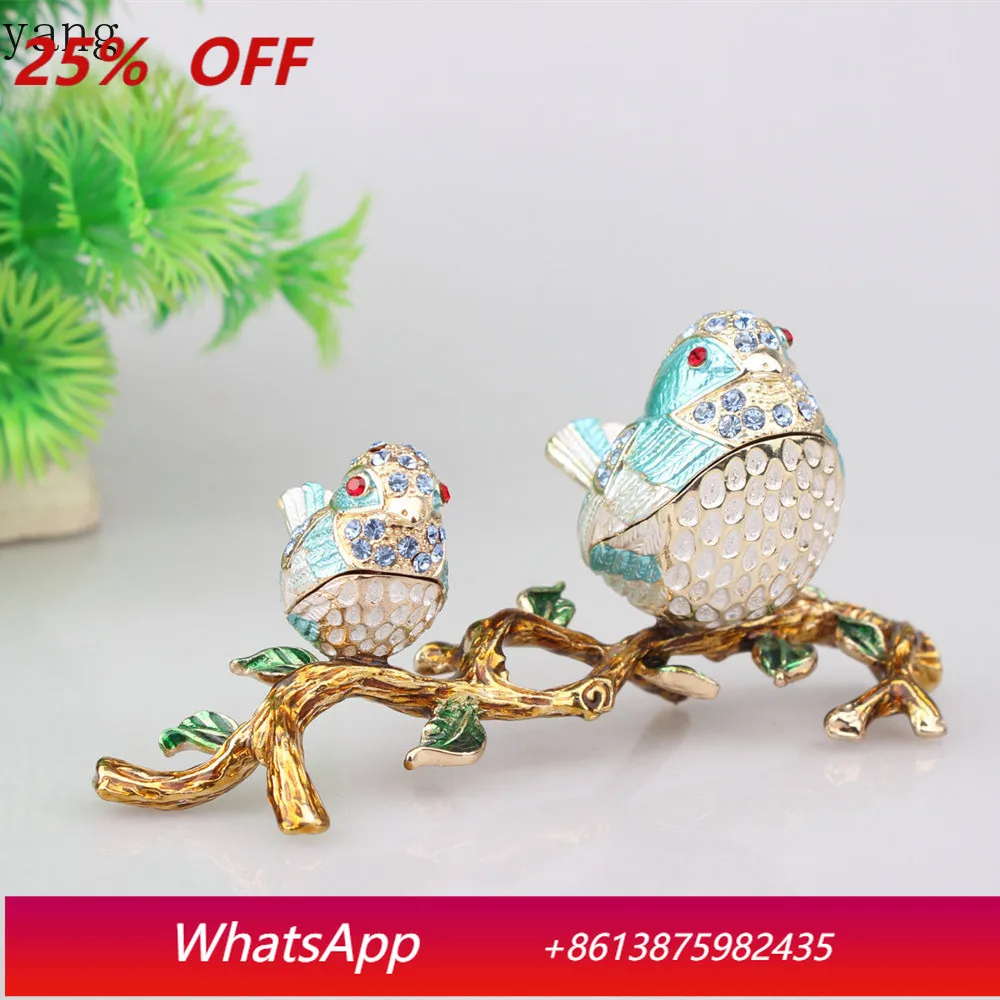 

Шкатулка для украшений из сплава CX с эмалевым покрытием, инкрустированная стразами, с изображением матери и сына, птицы акации, в стиле легкой роскоши