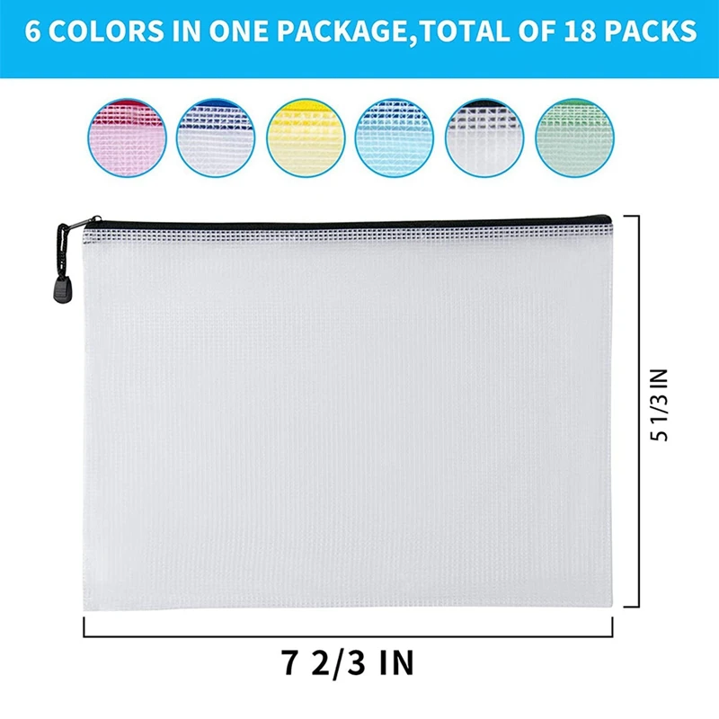 Mesh Zipper Pouch para Puzzles e Jogos, Zip Bag impermeável para material escolar e de escritório, armazenamento organizado, B6, 120pcs