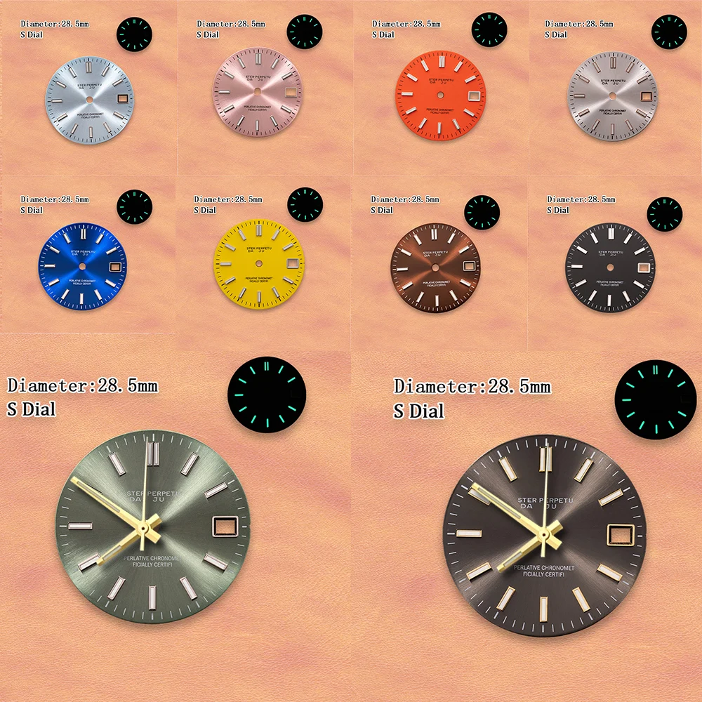 S Dial 28.5mm j-ournal Dial Sunray Dial Green Luminous Fit NH35/NH36/4R/7S Japan Movement Watch Modification Accessories