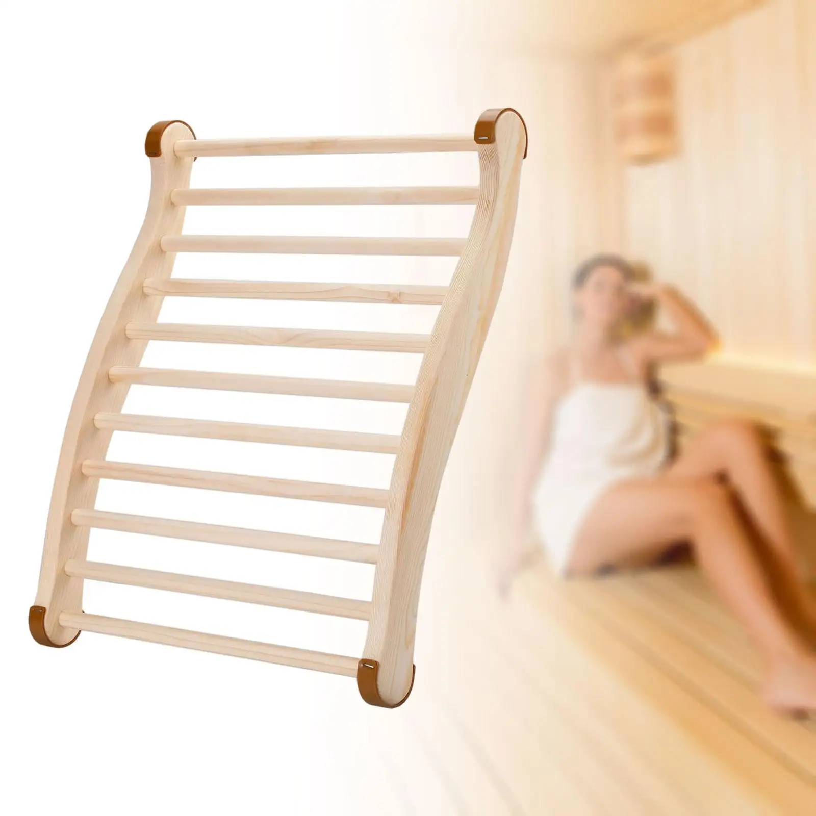 Sauna Backrest Wood Ergonomic Hot Tubs Equipment Comfortable Nonslip Sauna for Bath Home Barrel Women Men S Shape Backrest