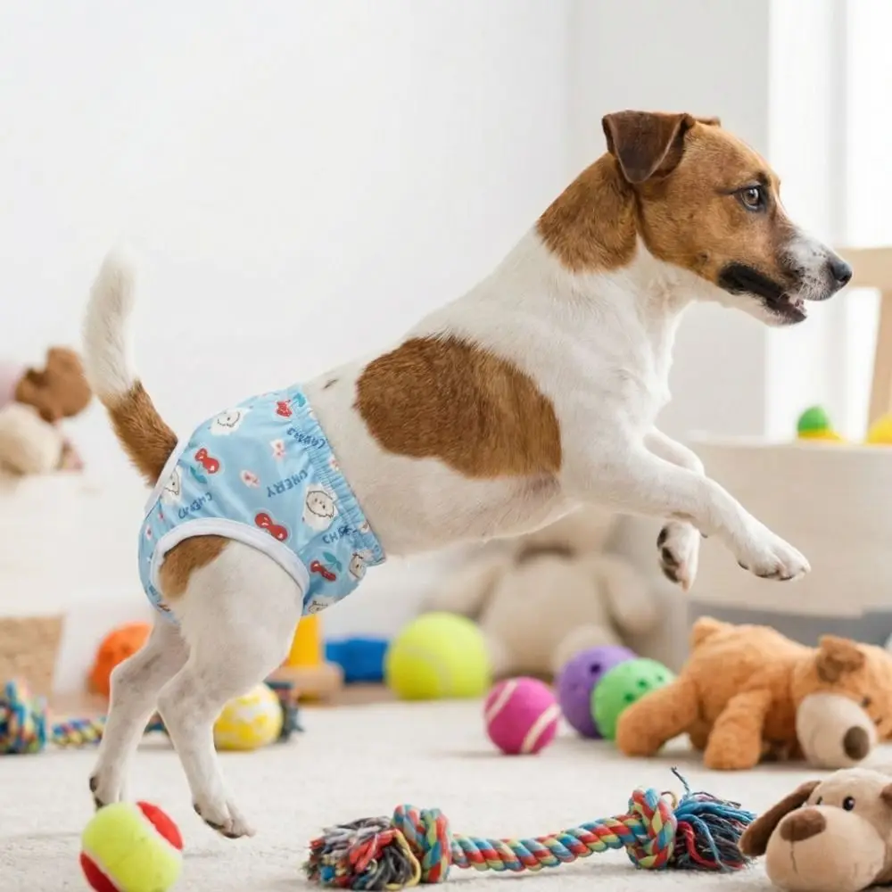 Cartoon Print Pet Physiological Pants Breathable Adjustable Dog Sanitary Pants Comfortable Dog Menstruation Panties Dogs in Heat