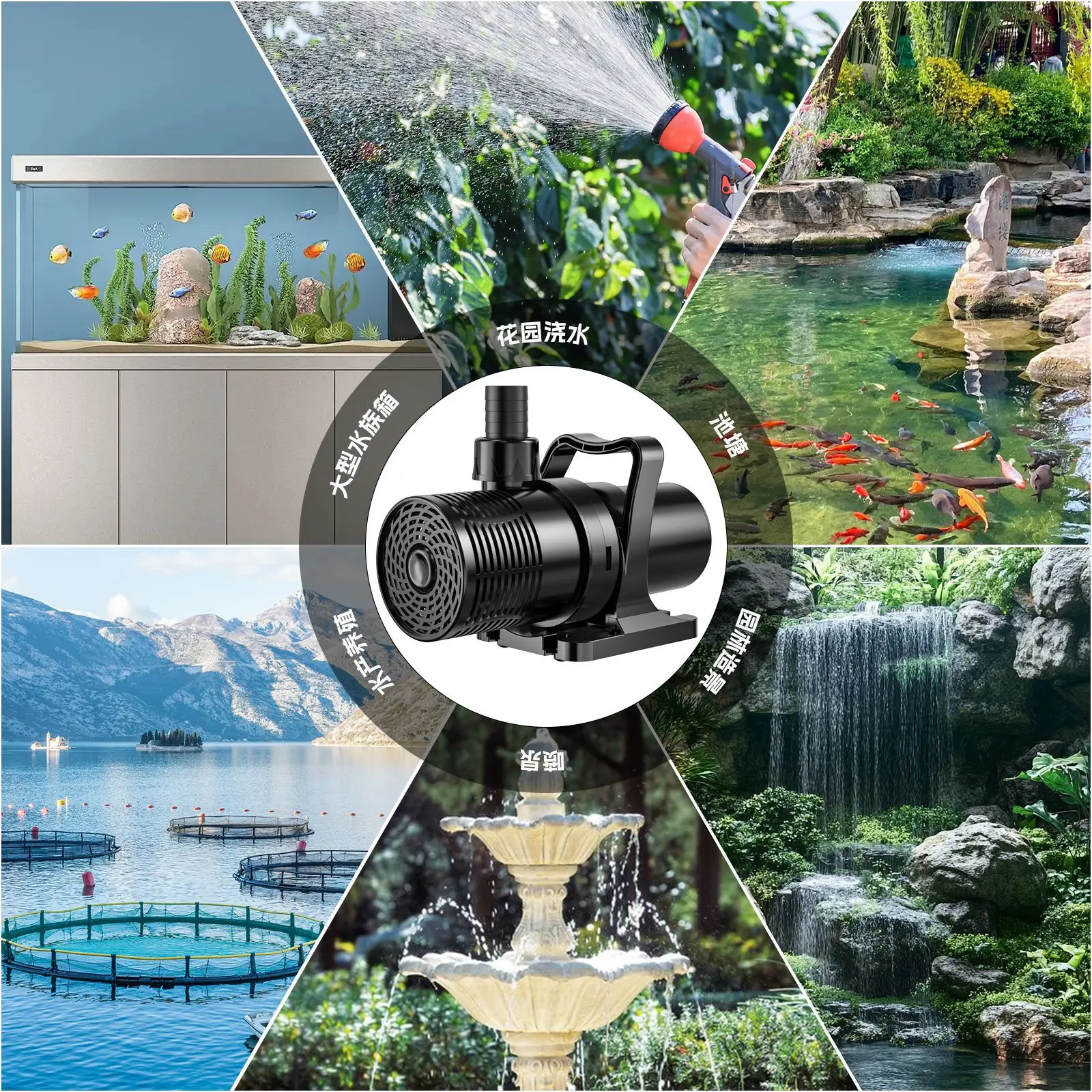 Large Flow Silent Fish Pond Circulation Pump High Head Submersible Water Pump For Koi Aquaculture Landscape Pond Water