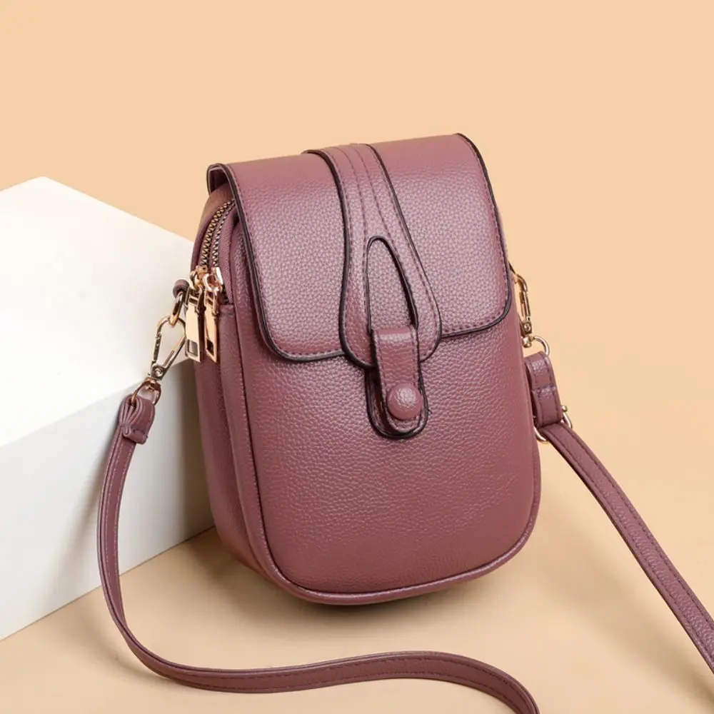 Große Kapazität Damen Crossbody-Handytasche Mehrschichtige Vertikale Frauen-Schulter-Handytasche INS Leder-Handytasche – Detail 10