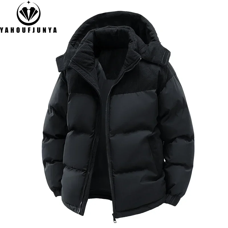 

Autumn Winter Men Outdoor Removable Hooded Windbreak Jacket Coats Men Warm Outwear Casual Fashion Solid Parkas Jacket Male Tops