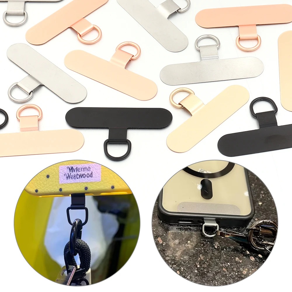 5pcs Universal Stainless Steel Phone Tether Tab Phone Lanyard Patch Clip Replacement Phone Lanyard Straps Cards Hanging Cord Tab