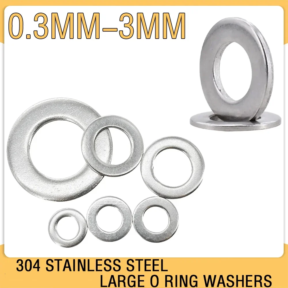 304 Duży pierścień O-ring ze stali nierdzewnej DIN9021 Podkładki płaskie Obróbka metali Gładkie podkładki Grubość 0,3 mm 0,5 mm 0,8 mm 1 mm 2 mm 3 mm