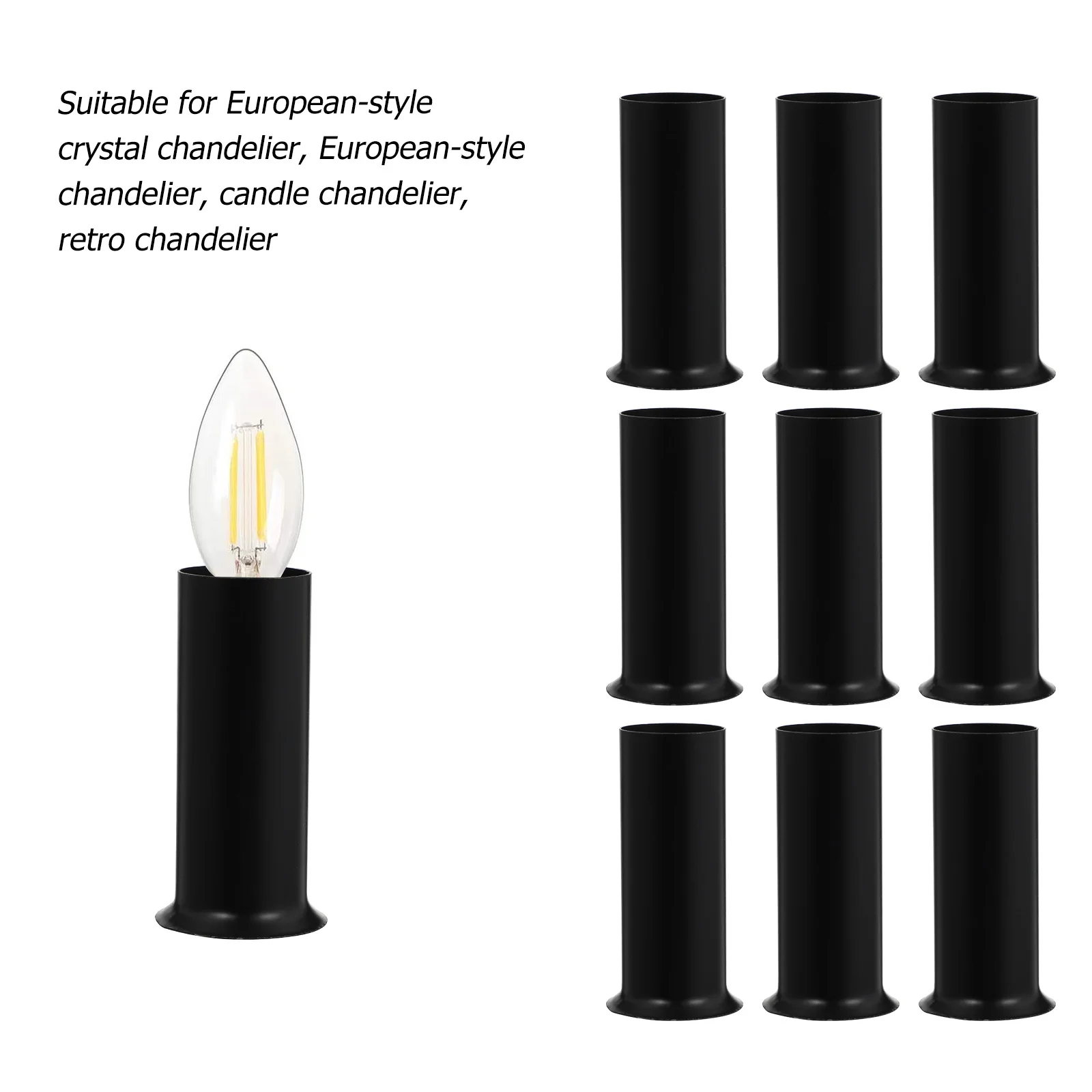 

12pcs Chandelier Flared Sleeve Covers Iron Lamp Base Tube For Crystal Lighting Fixture Heat Resistant Replacement Parts