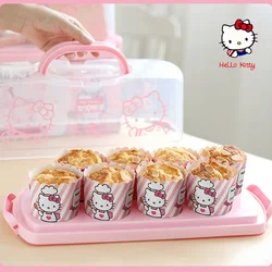 Sanrio hello Kitty-embalaje para cupcakes, decoración de fiesta de cumpleaños para niños, tazas de postre, 25 envolturas + 25 adornos, 50 unidades por juego