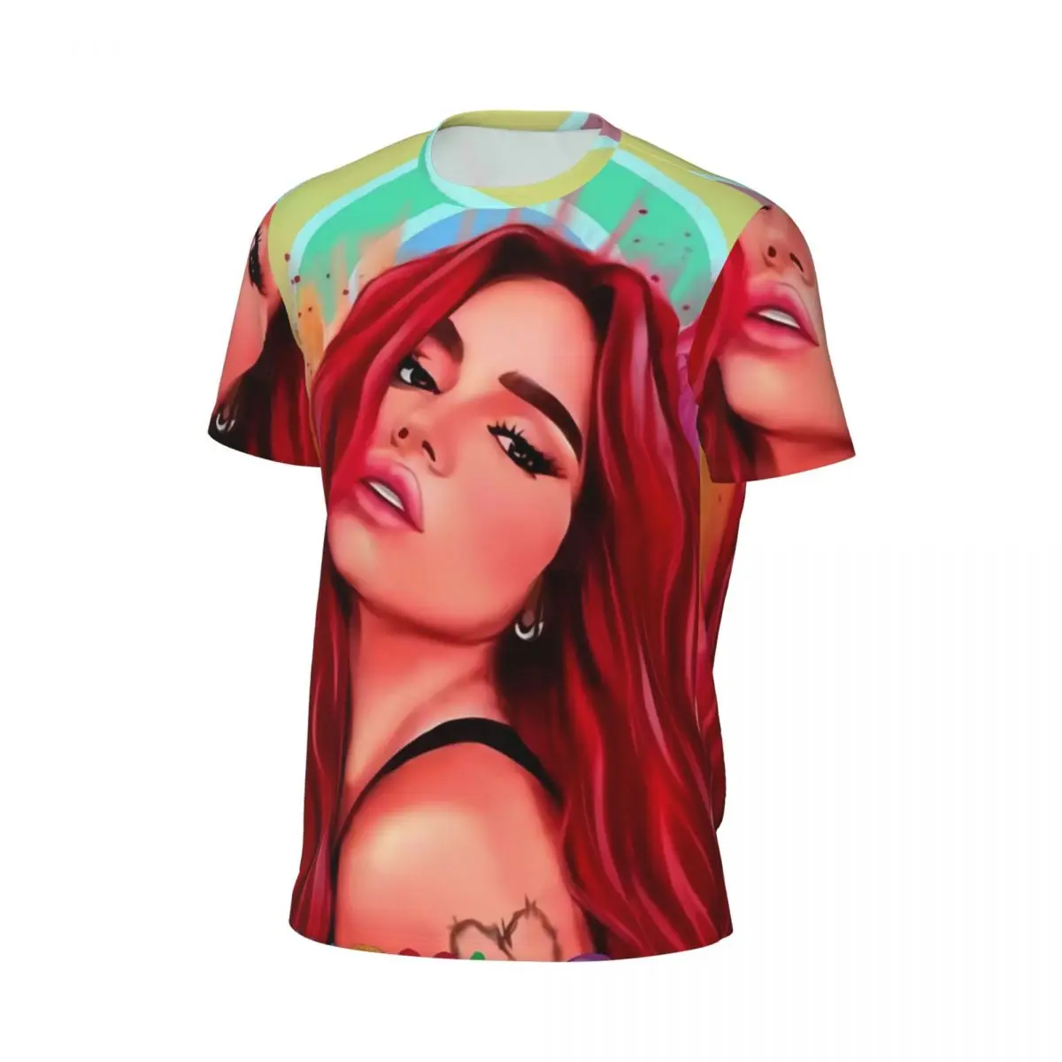 K-Karol G Red Hair Party Invitation Art T Shirt Trendy Cool Sportswear T Shirts Short Sleeve Tshirt Summer Casual Plus Size Tees