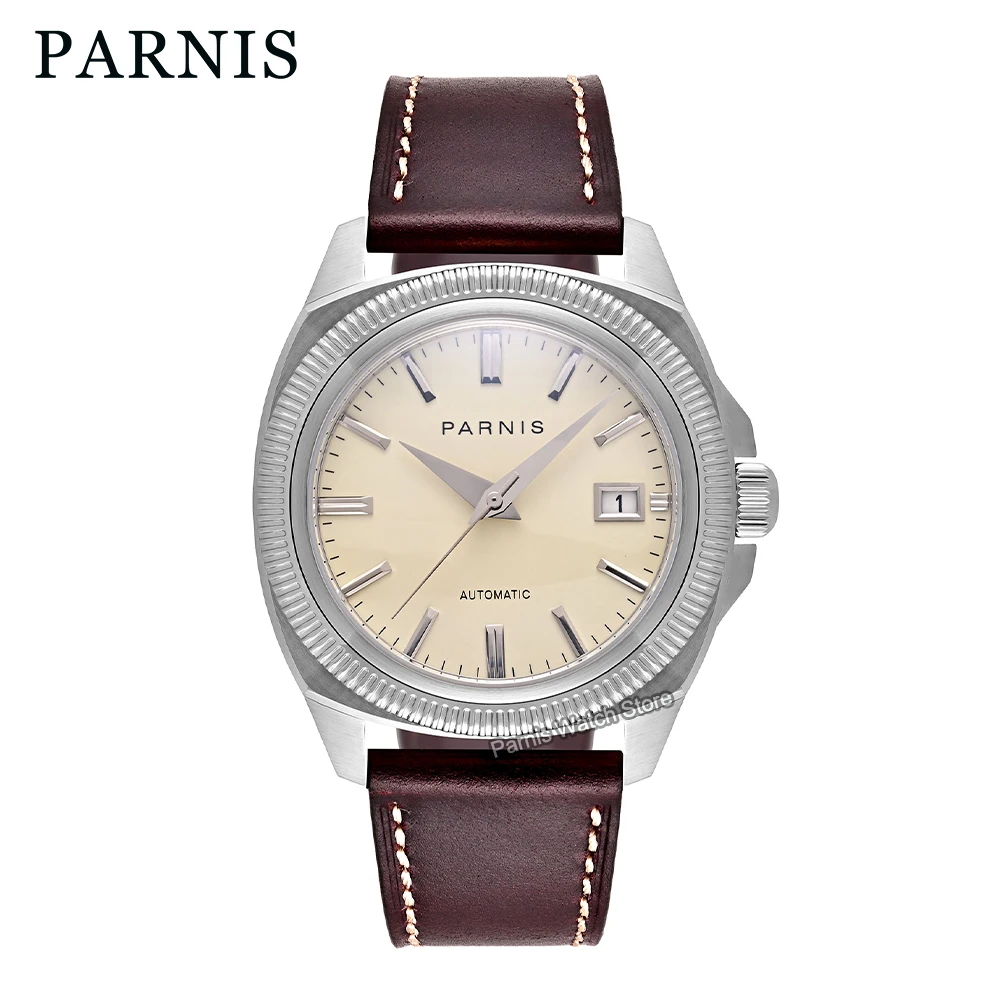 2024 New Arrival Parnis 41mm Sapphire Crystal Leather Strap NH35 NH34 Automatic Mechanical Men Watch Waterproof Watches