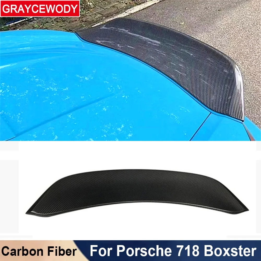 Real Carbon Fiber Car Rear Wing Spoiler Fixed Wind Wing Tail Decoration Styling For Porsche 718 Boxster 2016-2022 Tuning Modify