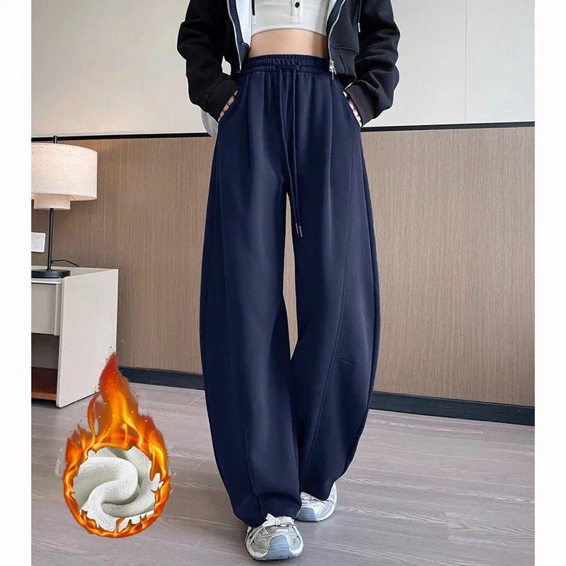 Pantaloni termici in pile casual da donna invernali Pantaloni coreani in peluche a vita alta da donna Pantaloni sportivi comodi e caldi da neve