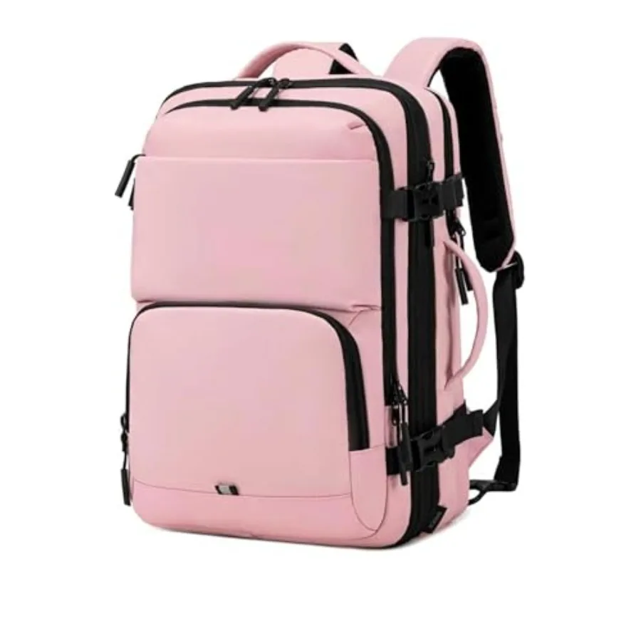 

Carry On Travel Backpack Expandable Extra Airline Approved Lightweight Daypack for Men and Women Pink