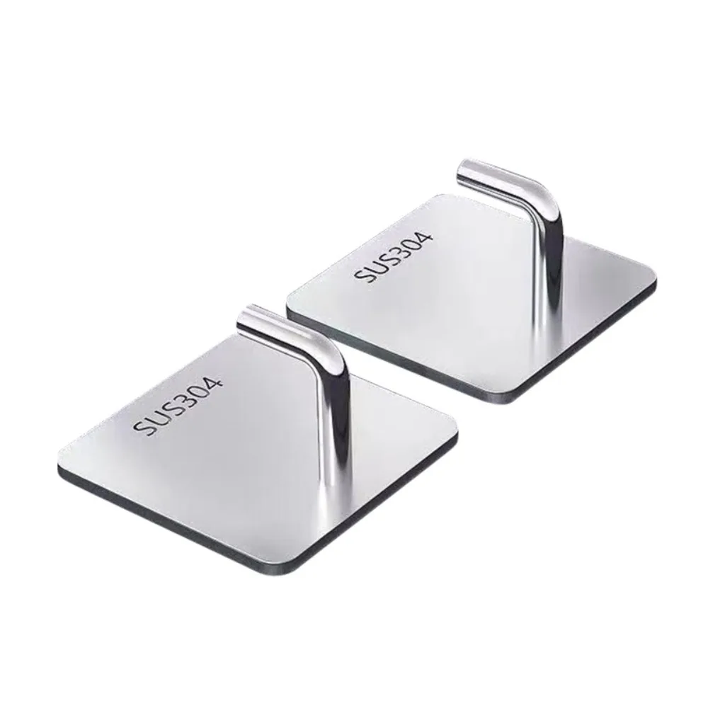 

20PCS Strong Adhesive Stainless Steel Hook Thickened Multi-Purpose Non Perforated Hook Rustproof Square Strong Adhesive Hook