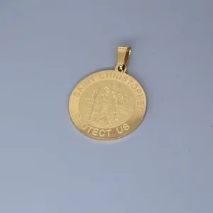 Aço inoxidável Saint Christopher Charms, No Fade, Real Gold Plated, Pingente para Pulseira, Fazer Jóias, Acessórios Artesanais, 2Pcs por lote 8 principais vendas chaveiro de são cristovão - №7