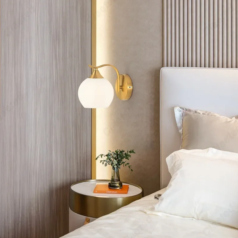 Creative E27 Decorative Glass LED Wall Light Bedroom Bedside Wall Light Living Room Corridor Hotel Decorative Lighting Fixtures