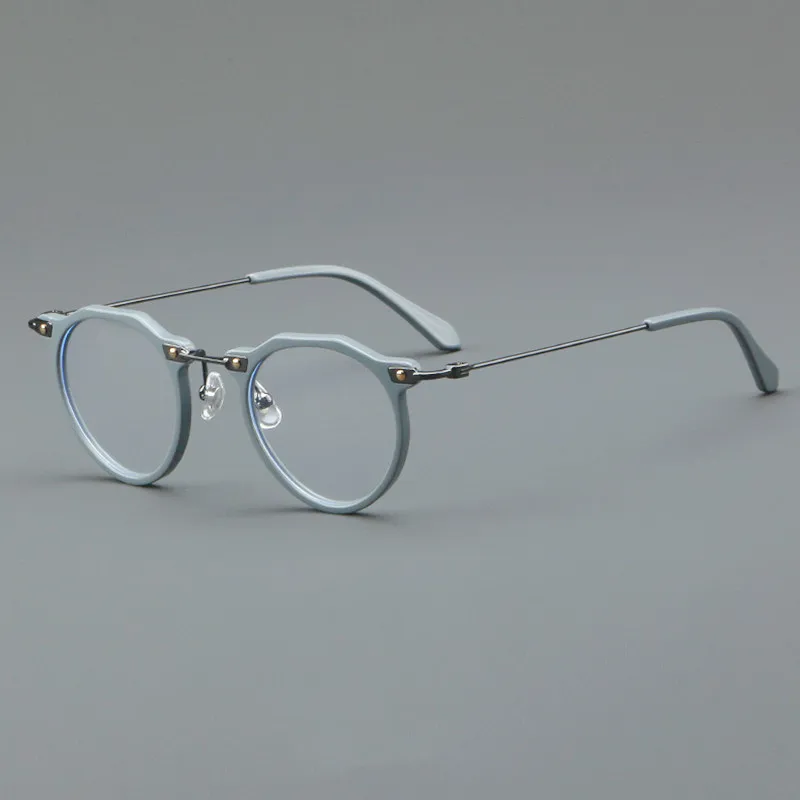 Designer hand-made ultra-light pure titanium glasses frame retro optical acetate glass frame can be equipped with prescription g