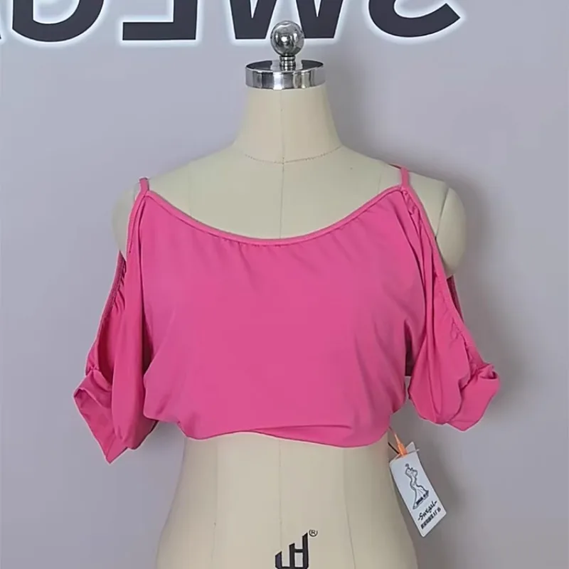 Customized Belly Dance Costumes Practice Bat Sleeve Top Modal Unique Exposed Arm Middle Sleeve Top Belly Dancing Clothes