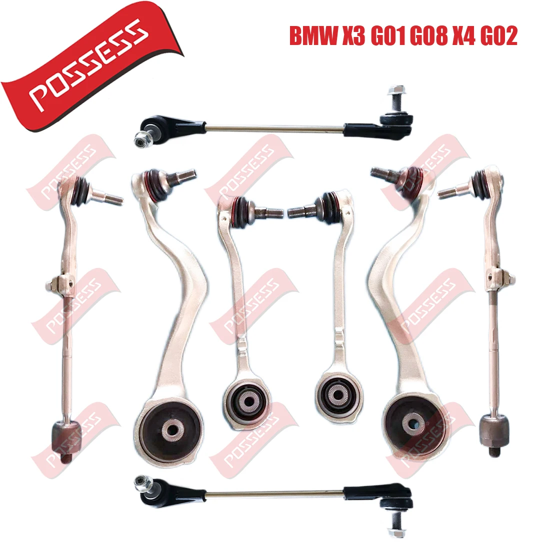 

8 Pieces Front Axle Suspension Control Arm Ball Joint Stabilizer Link Tie Rod End Kits For BMW X3 G01 G08 X4 G02 2017-/