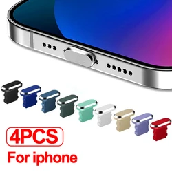 4PCS Aluminum Alloy Anti Dust Plug for iPhone 14 13 12 Pro Max 11 Mini XR 8 Plus AirPods iPad Apple Series Lightning Port Cover