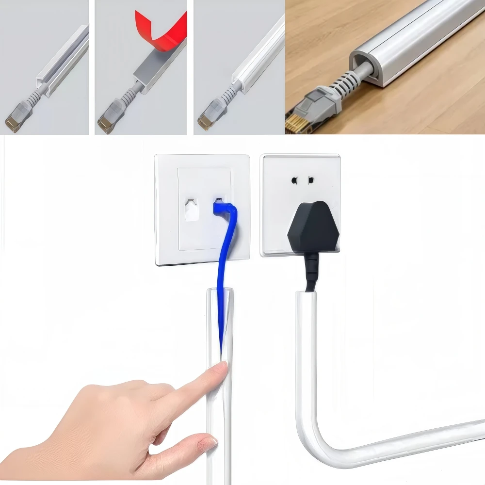 1PC 1/2/3/5/10M TV Cable Management Cord Hider Cord Organizer Raceway Kit System Covers Cables PVC Trunking Channel Cable