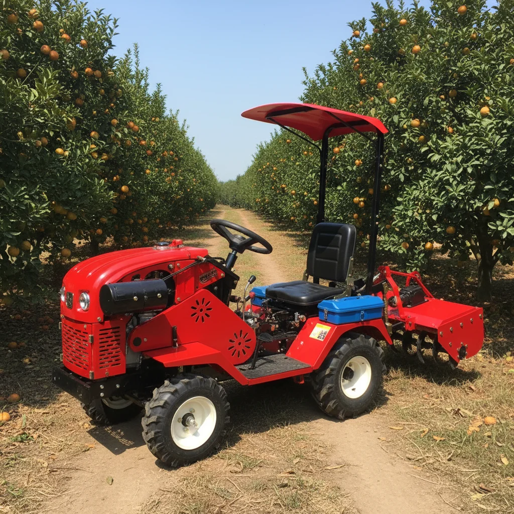 Leistungsstarker Motor-Radtraktor, kompatibel mit allen Anbaugeräten und landwirtschaftlichen Werkzeugen für intensive landwirtschaftliche Arbeiten. – Detail 7