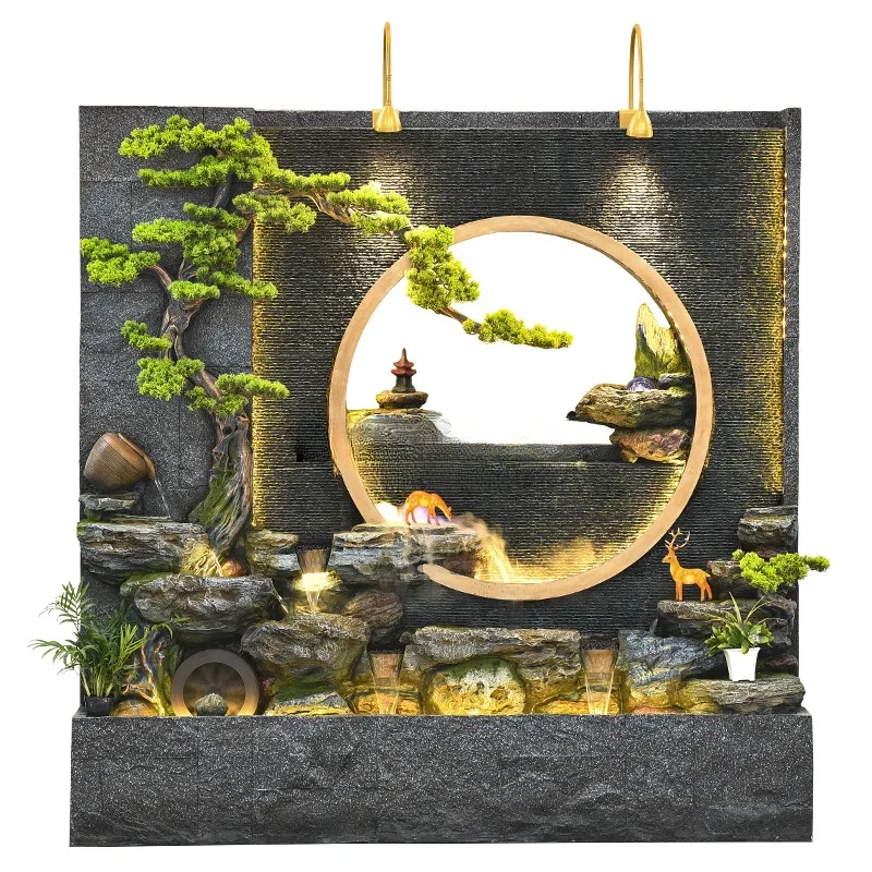 

Rockery waterscape circulating water courtyard landscape background water curtain wall flowing water screen landscape ornament