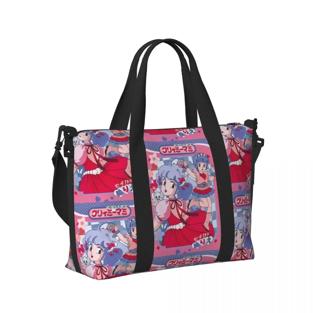 Creamy Mami Texture Beach Travel Bag Large Capacity Tote Bags for Gym Sport Women Shopping Duffle Shoulder Bag