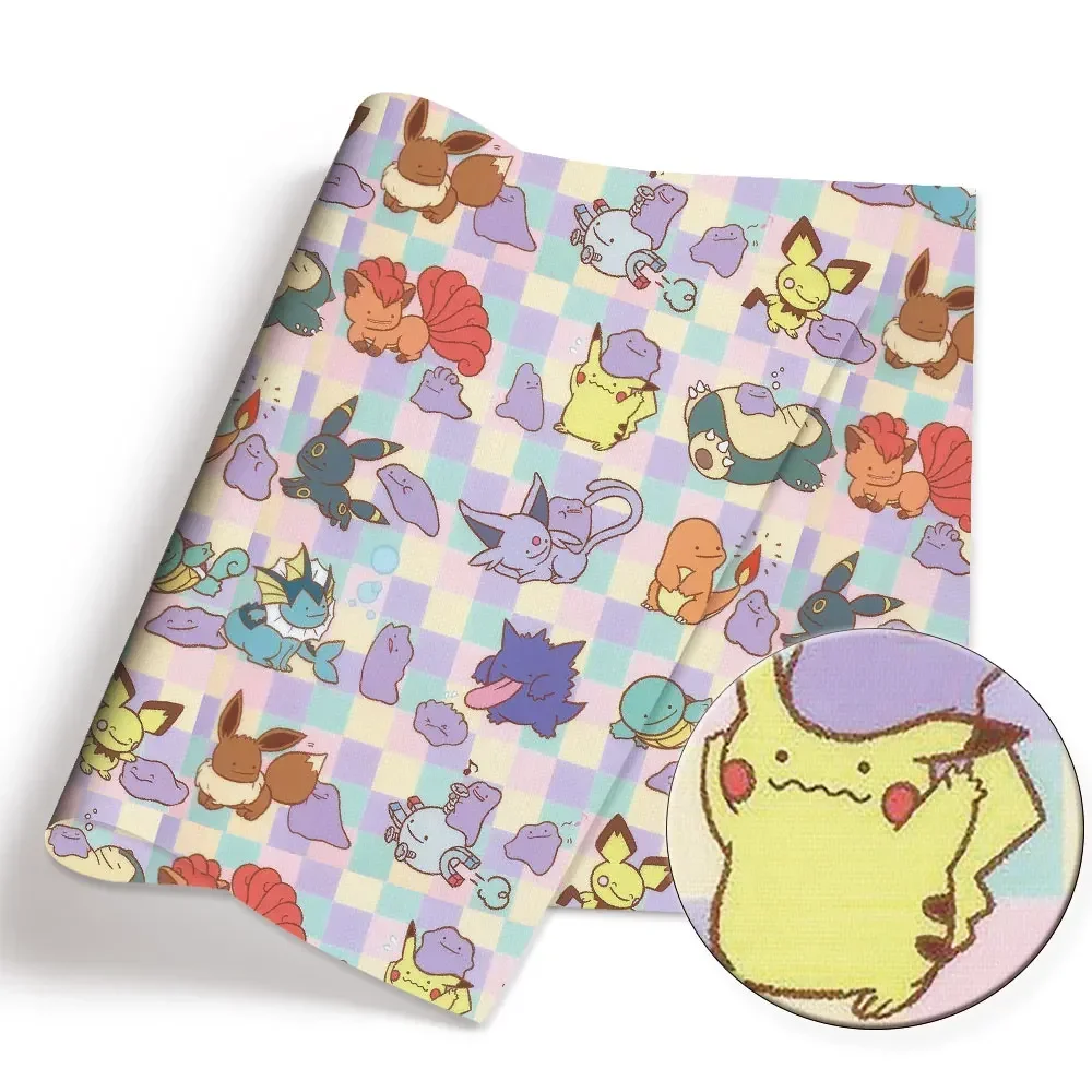 Pokemon Cartoon Fabric140*50cm Handmade Sewing Patchwork Quilting Baby Dress Home Sheet Printed Fabric Fabric Sewing Kids