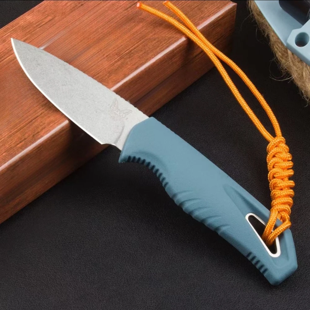 

BM 18050 Outdoor Straight Knife Wilderness Hunting Tactical Survival Multifunctional EDC Knives for Men with Nylon Fiber Sheath
