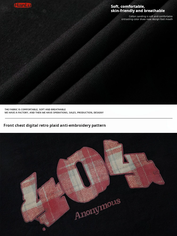HANLU Summer Trend Vintage Graphic T-shirts fo Man Pure Cotton Loose Couple Tees Minimalist