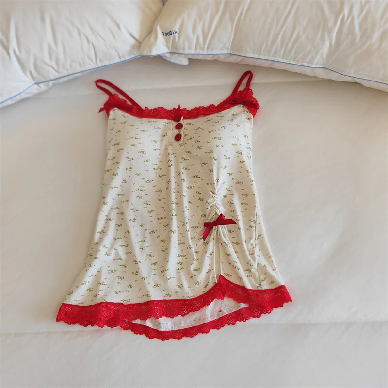 Summer Sleeveless Camisole Trousers Sets Chest Pad Sexy Home Suit Sleepwear Two-piece Pajamas Women Nightwear Home Clothing 5