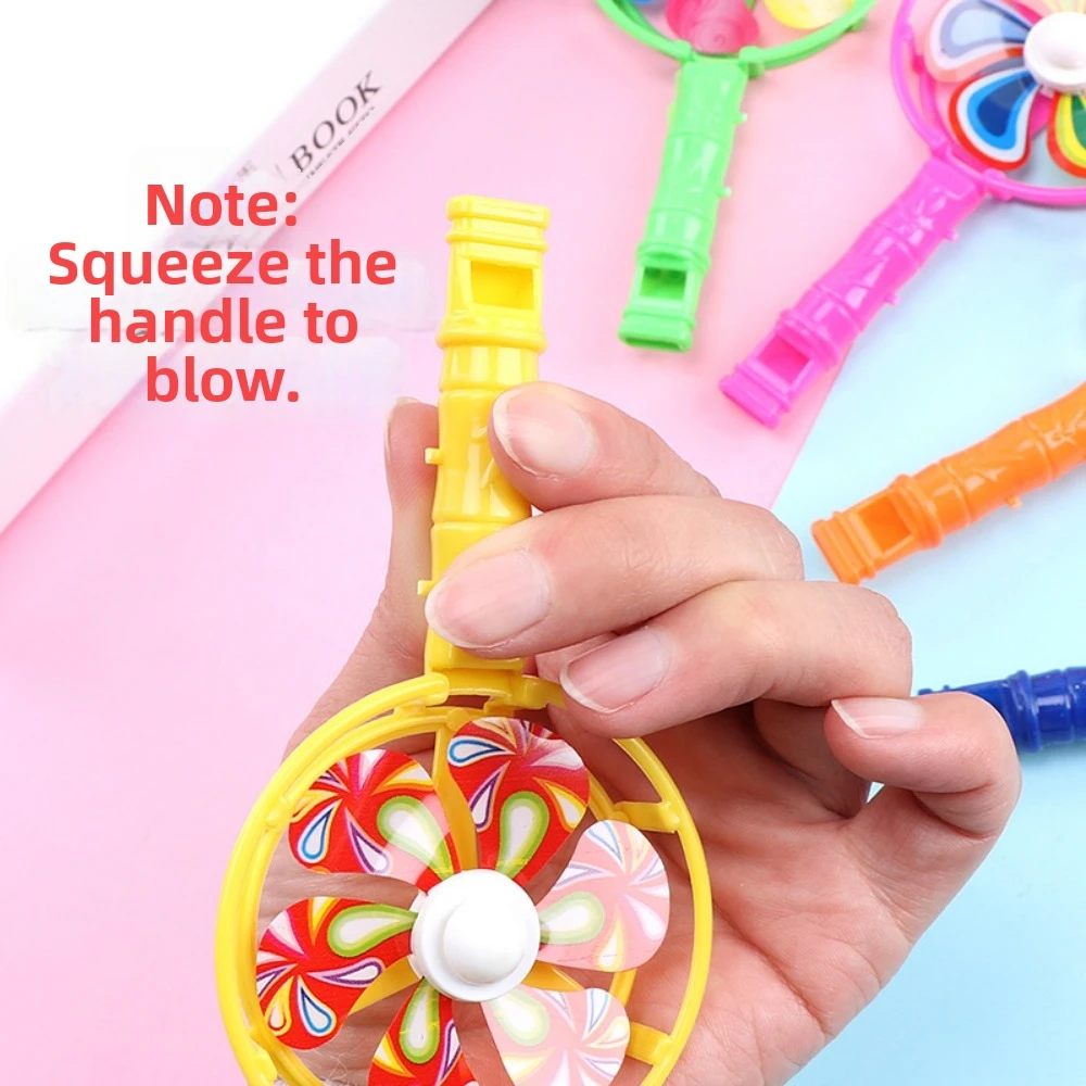 5pcs Colorful Kids Party Favors Bulk Gift Plastic Random Kids Whistle Windmill Toy 117 * 62mm Elementary School Students Toys