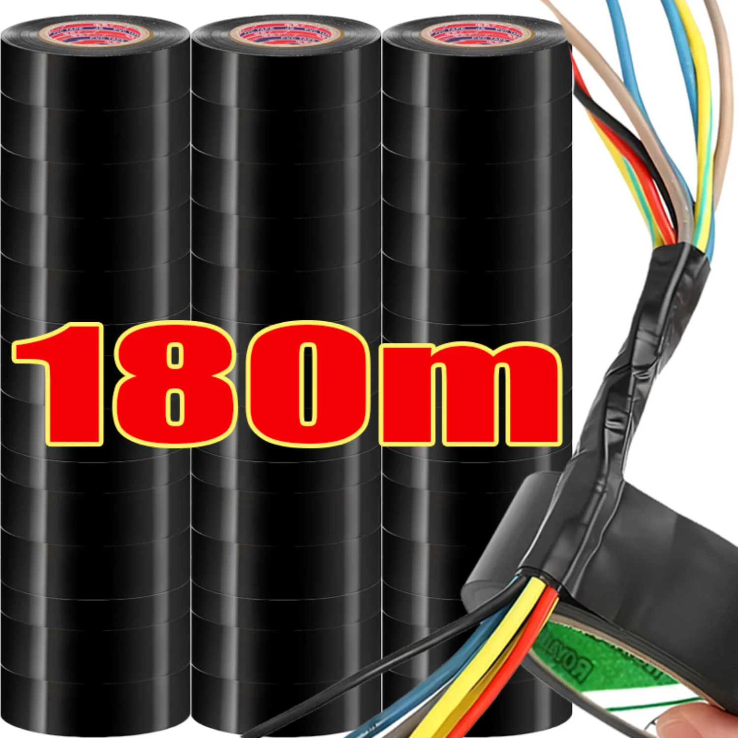 

PVC Insulating Tape 600V Rated Flame Retardant Waterproof Black Electrical Tape Easy Tear for Wire Harness Repair Home DIY Tools