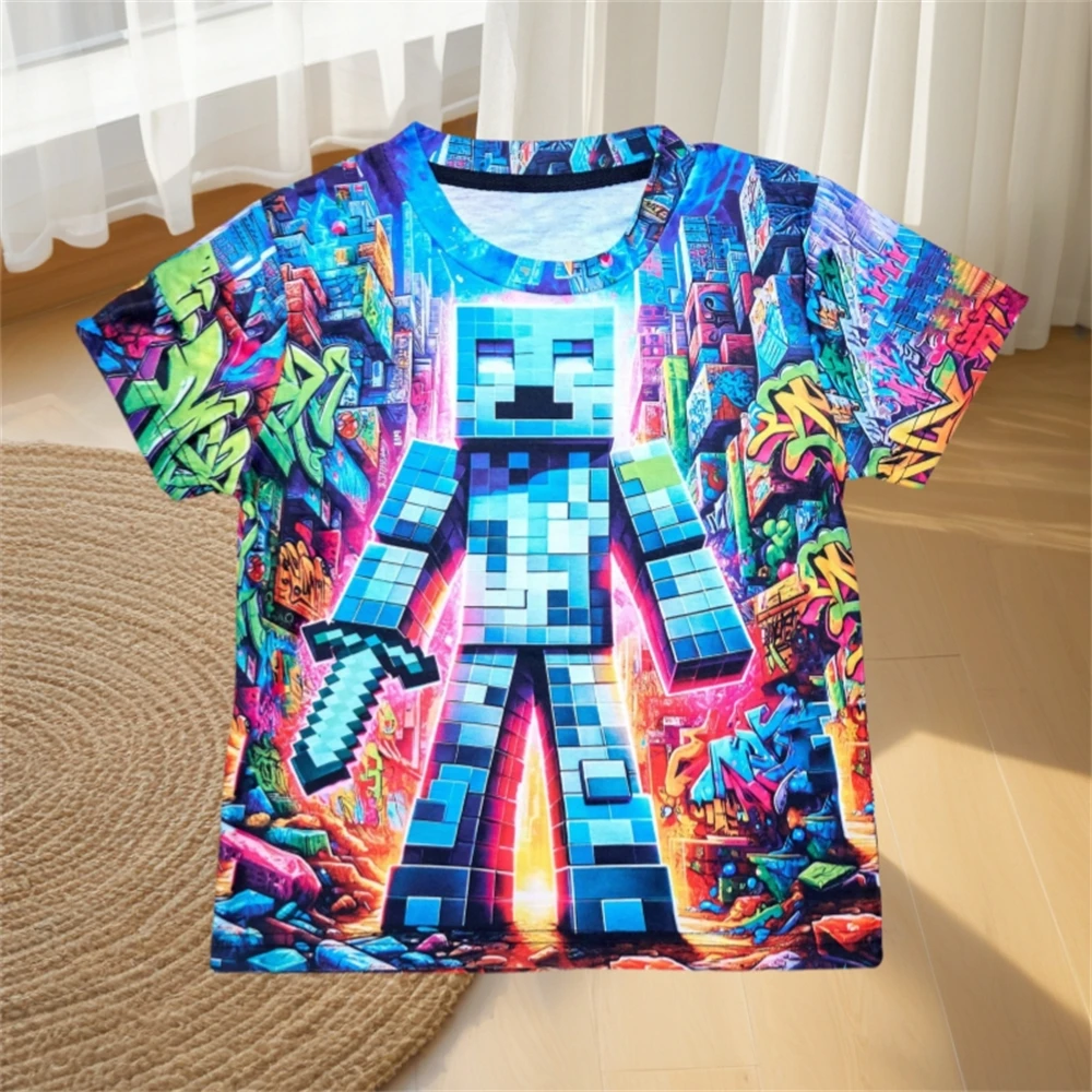 Children's Clothing Adventure Style Boys Clothes Cartoon T-Shirt for a Boy Fashion 2024 Baby Summer Clothes O-Neck Children Top